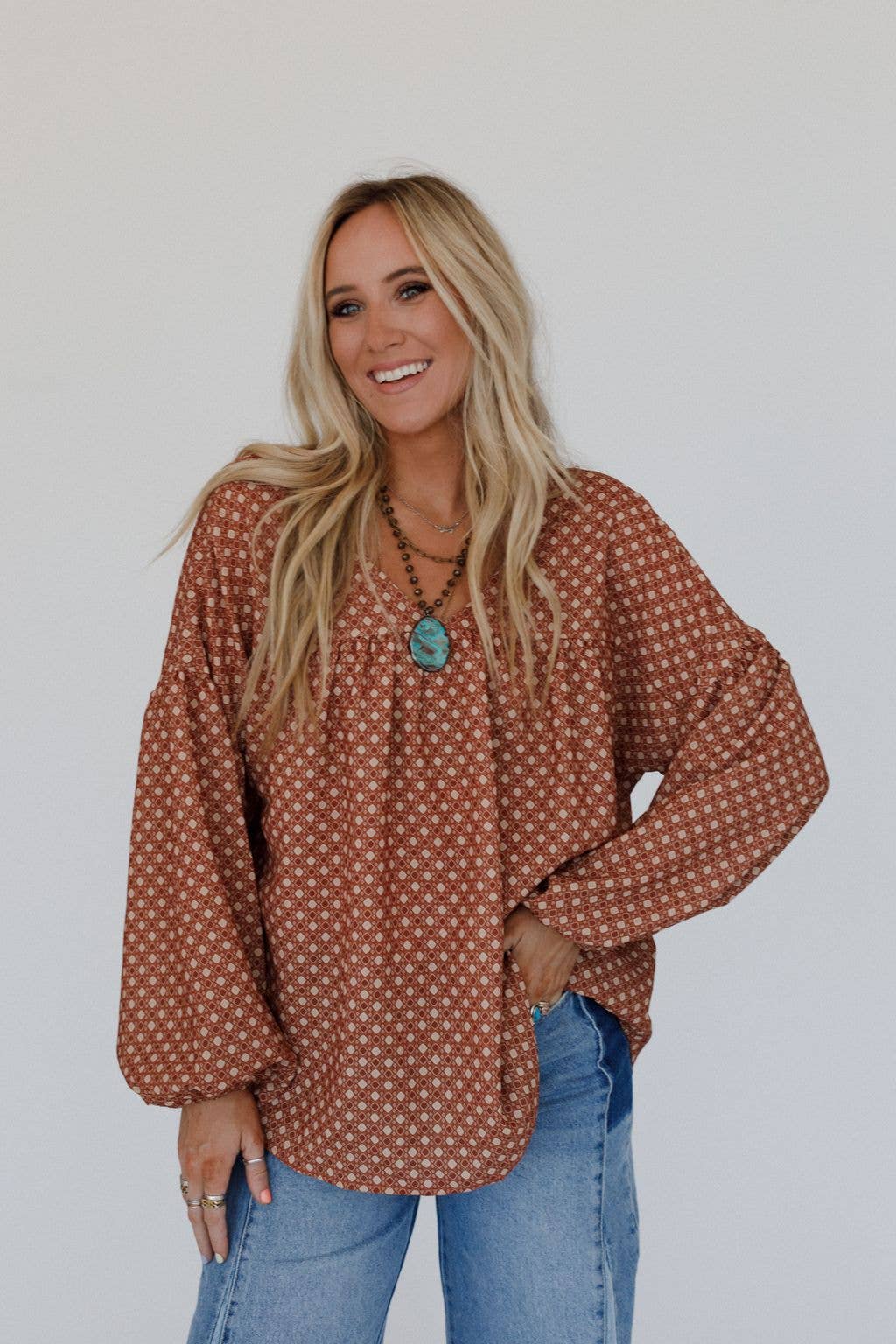 Kendrix Printed Top - Ginger
