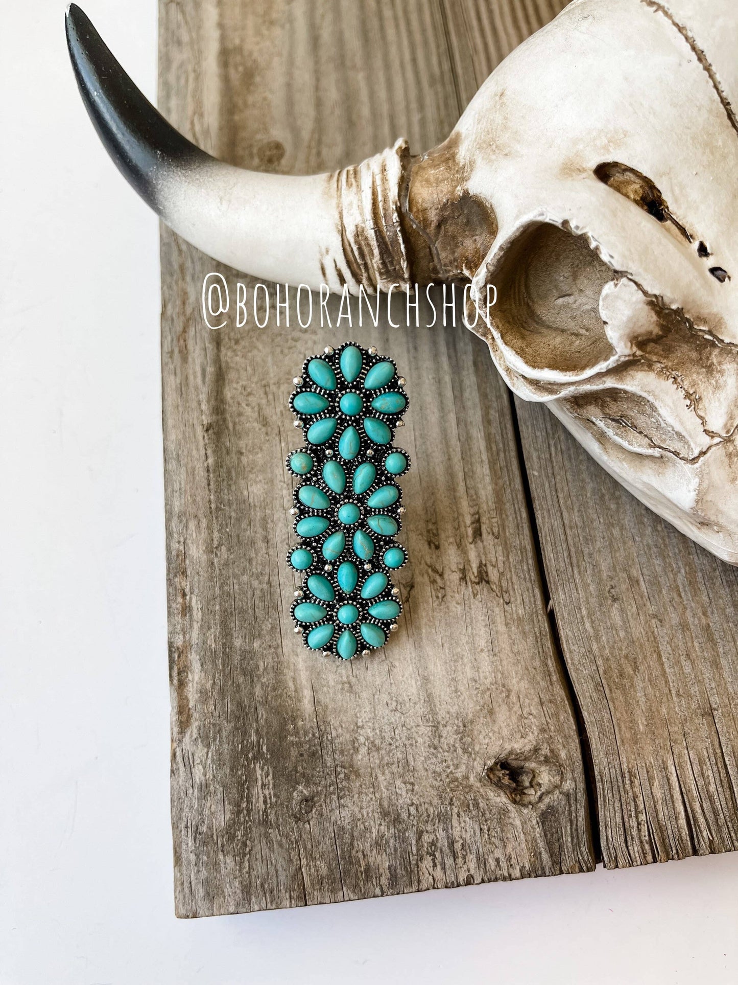 Western Adjustable Cluster Cuff Ring | turquoise