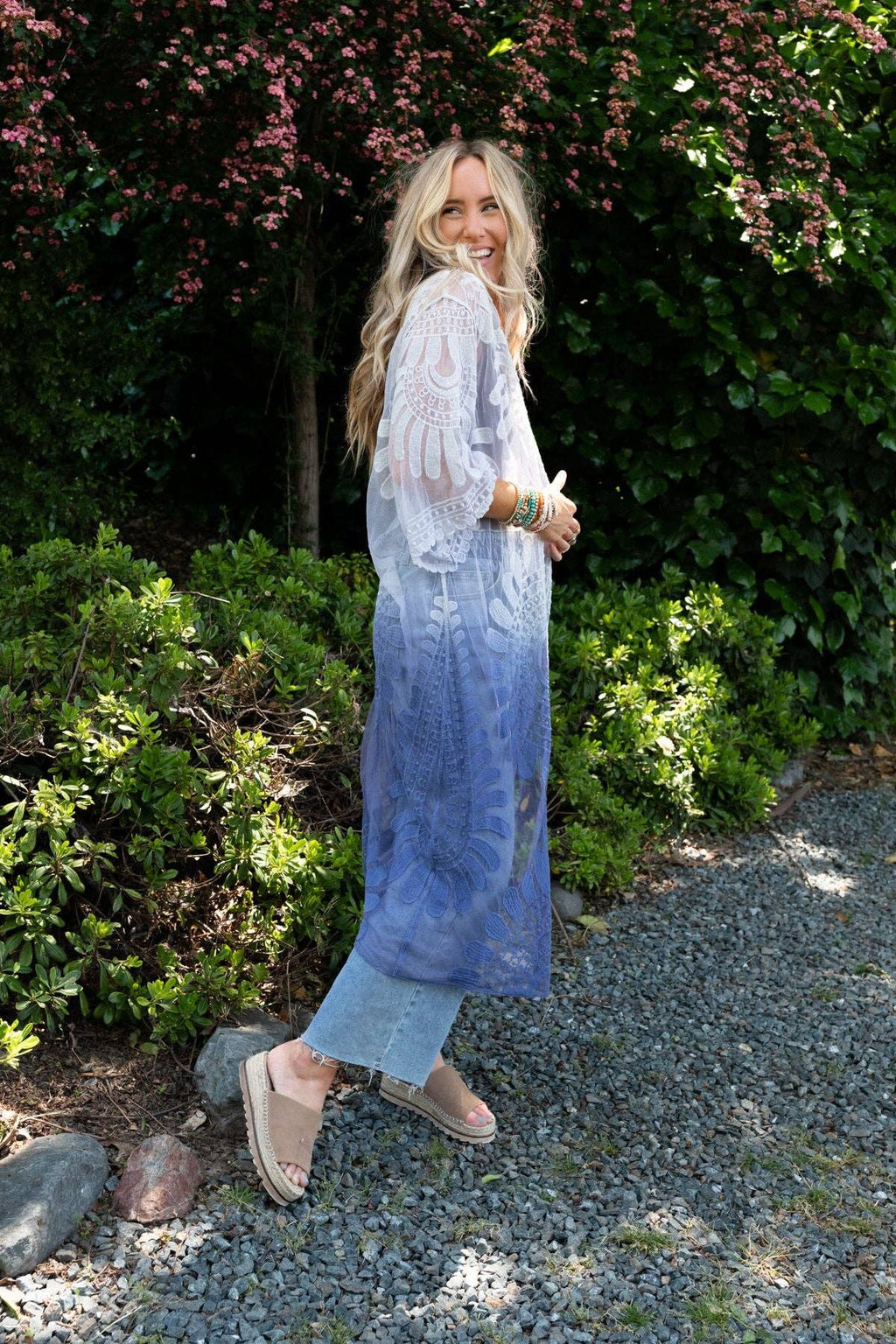 Poolside Ombre Lace Kimono - Periwinkle