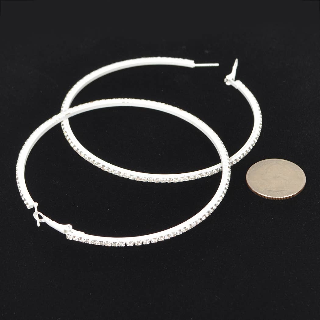 Rhinestone BIG Hoop Earrings