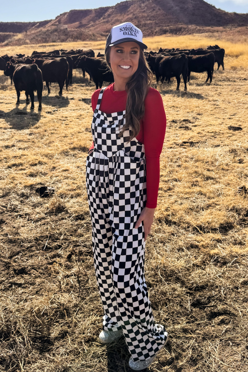 Round The Track checkered Jumpsuit