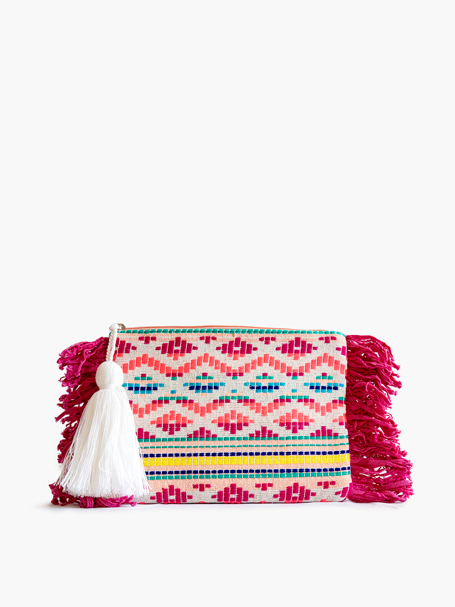 Pouch w/ Fringe  cotton makeup bag