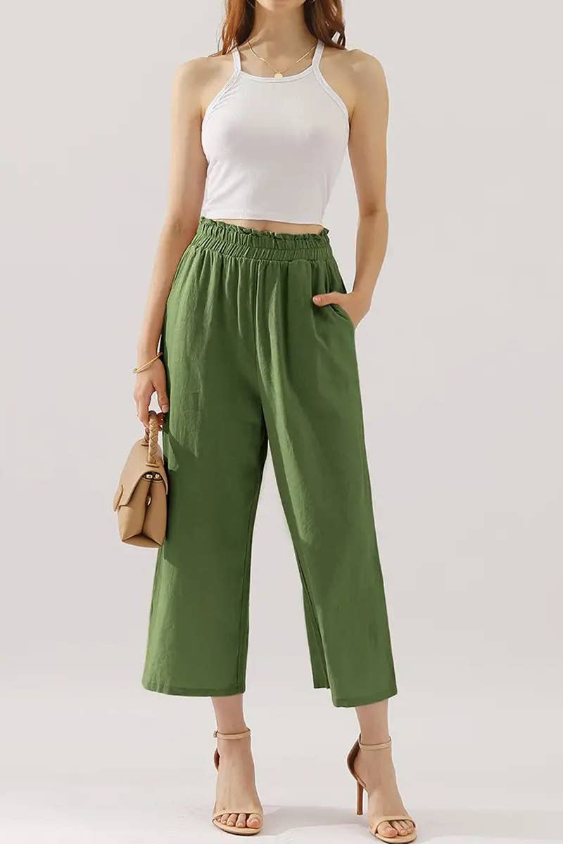 Easy Pull-On Linen Capri Pants