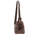 Genuine Leather  Unisex Travel Sling - Rustic Mahogany