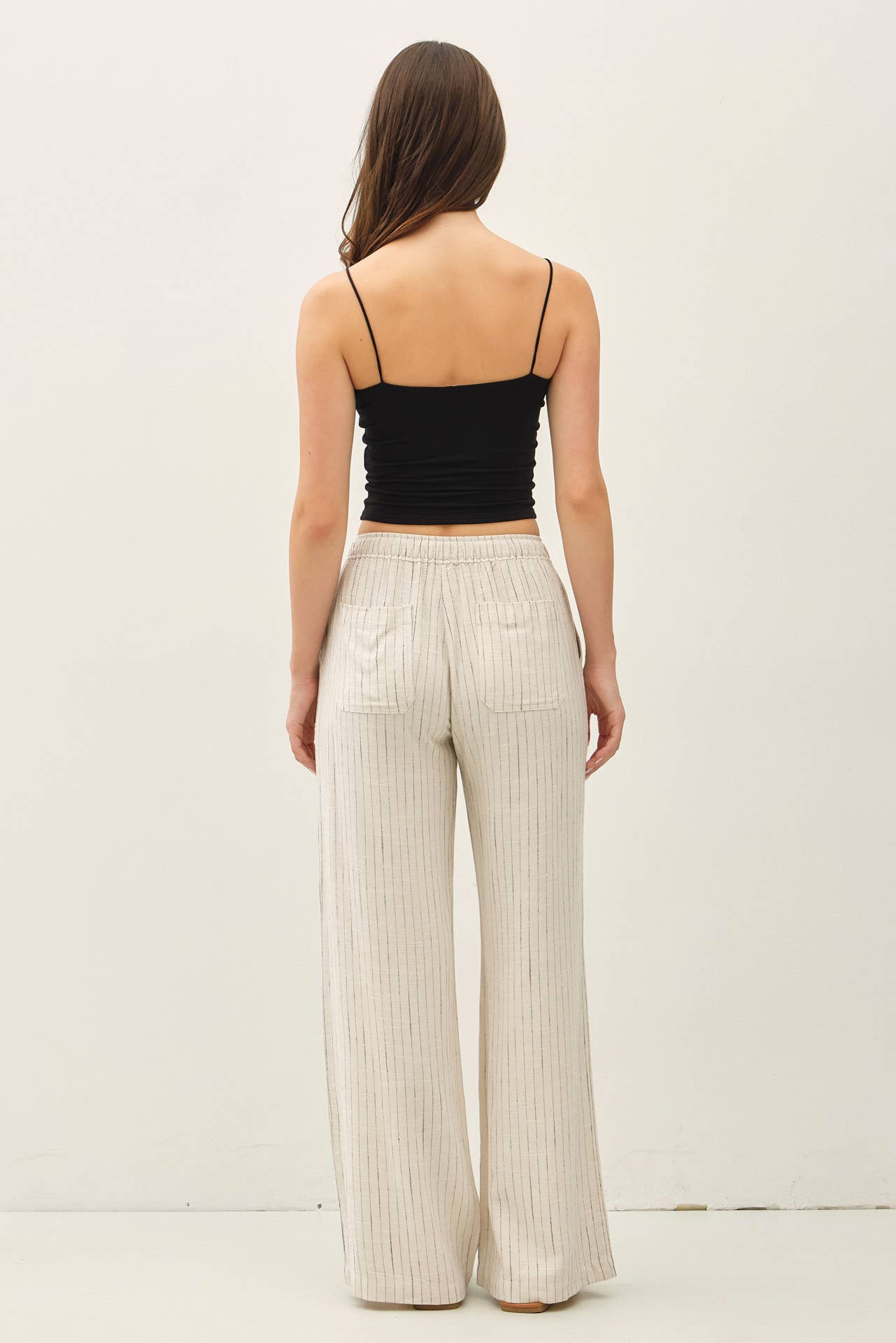LINEN BLEND WIDE LEG PANTS