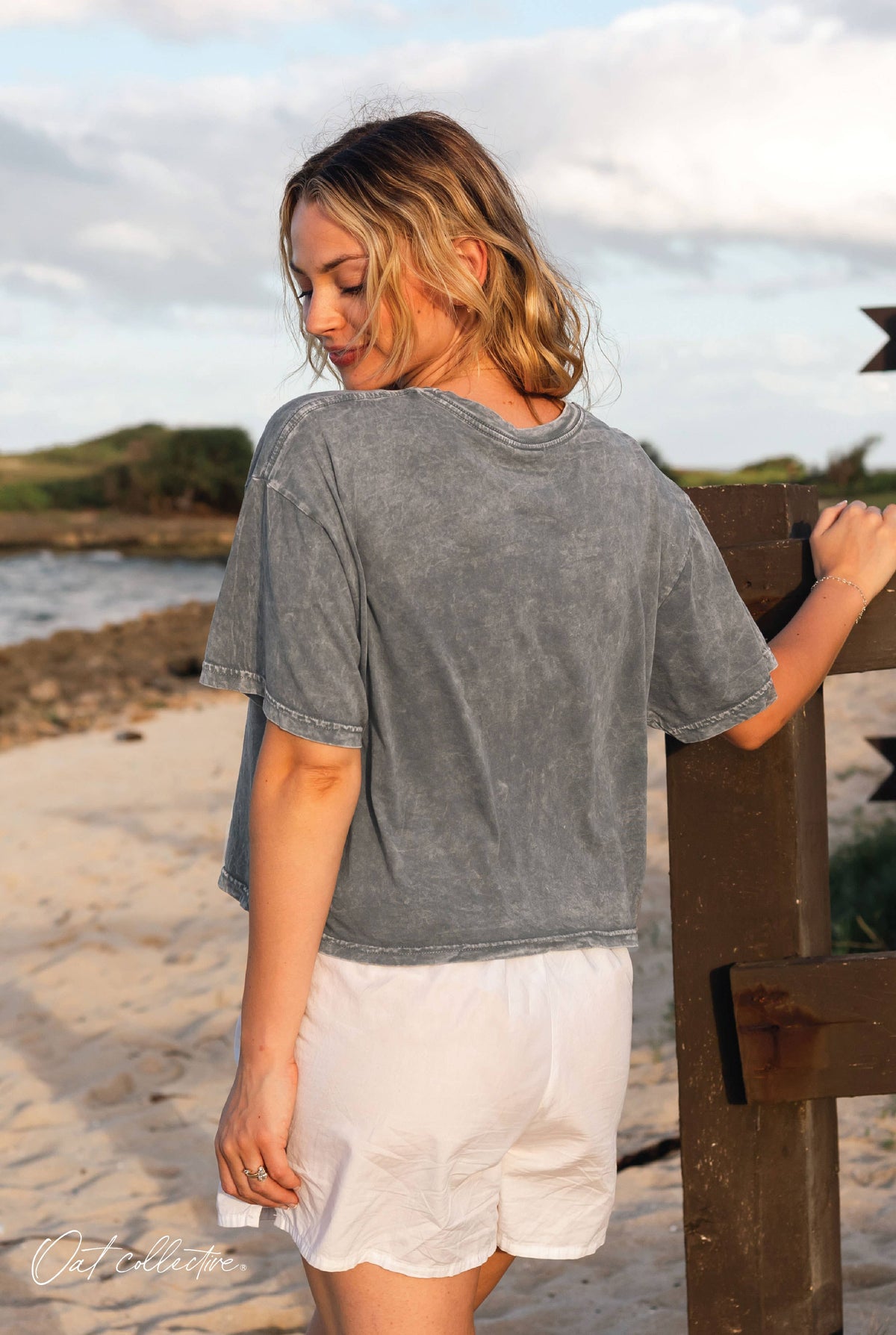 PET DOGS. SHOP LOCAL. REPEAT. Cropped Mineral Graphic Top