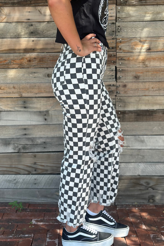 Checkered Round The Track Jeans