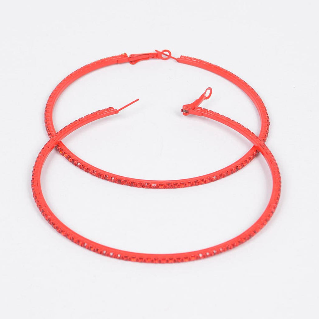 Color Rhinestone BIG Hoop Earrings