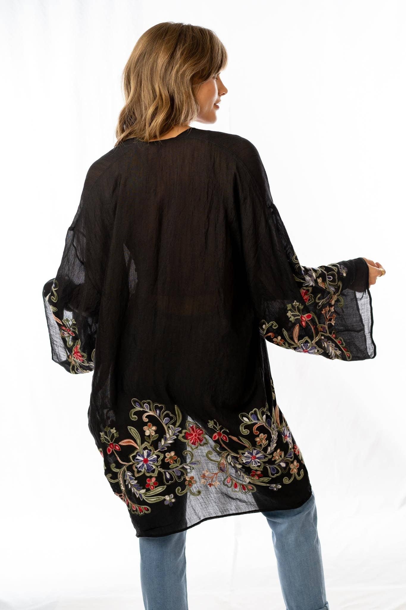 Fun In Florals Kimono - Black 3BN