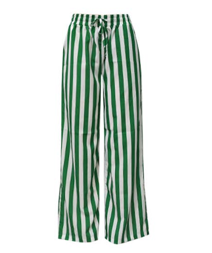 Light Blue Boho Beach Vertical Stripe Lace-Up Pants