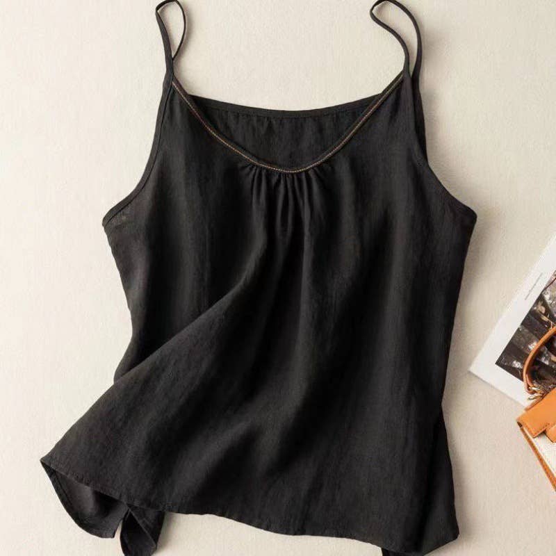 Cotton Linen Camisole Tank Top - click to select color