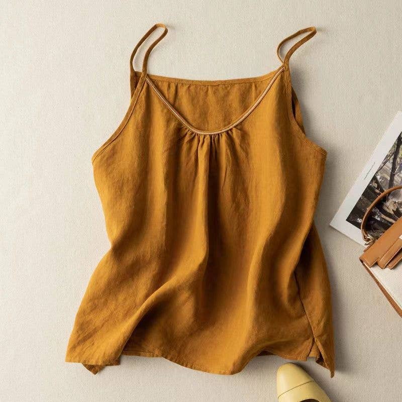 Cotton Linen Camisole Tank Top - click to select color