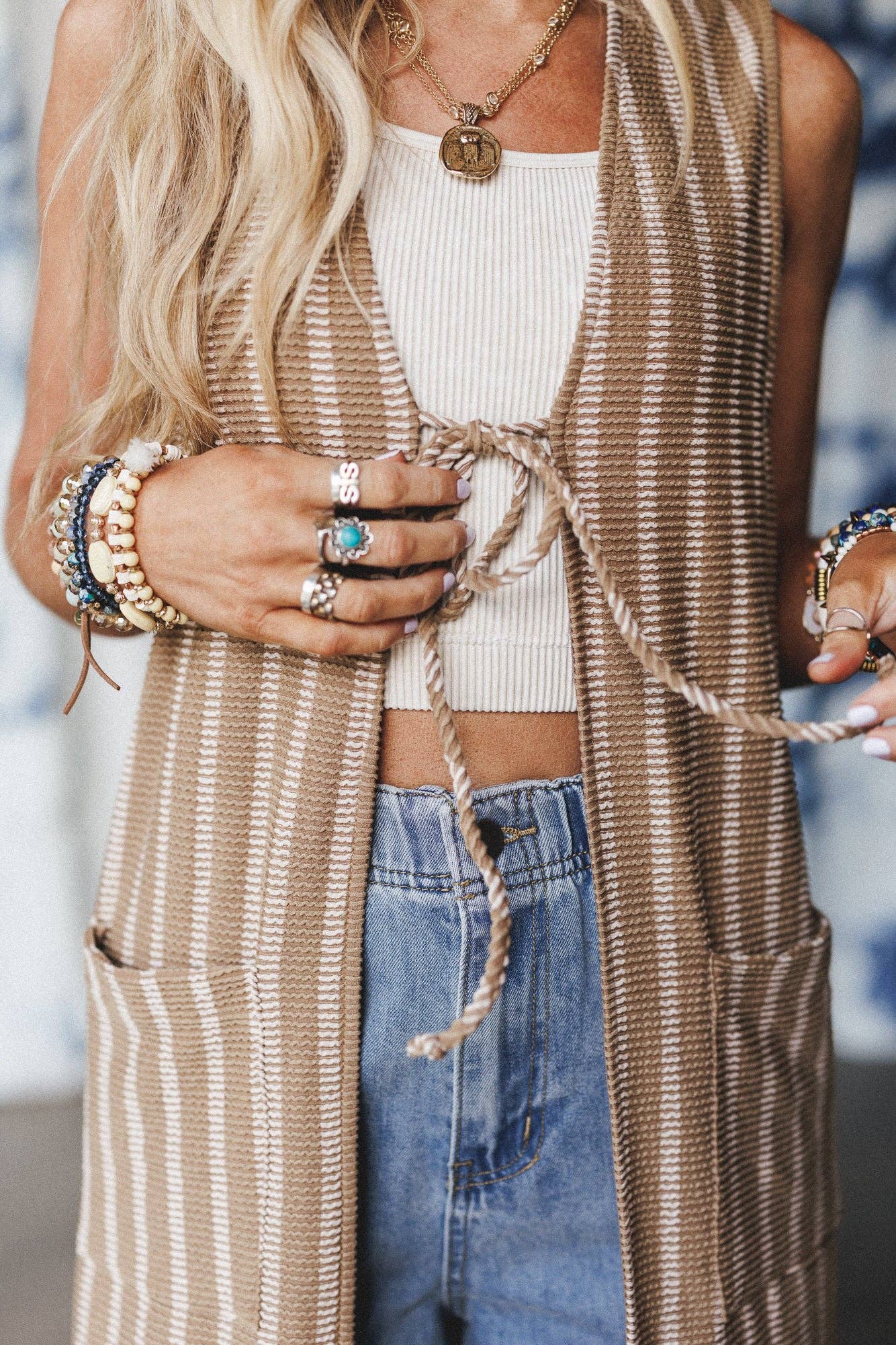 Sundown Stripes Cardigan - Khaki