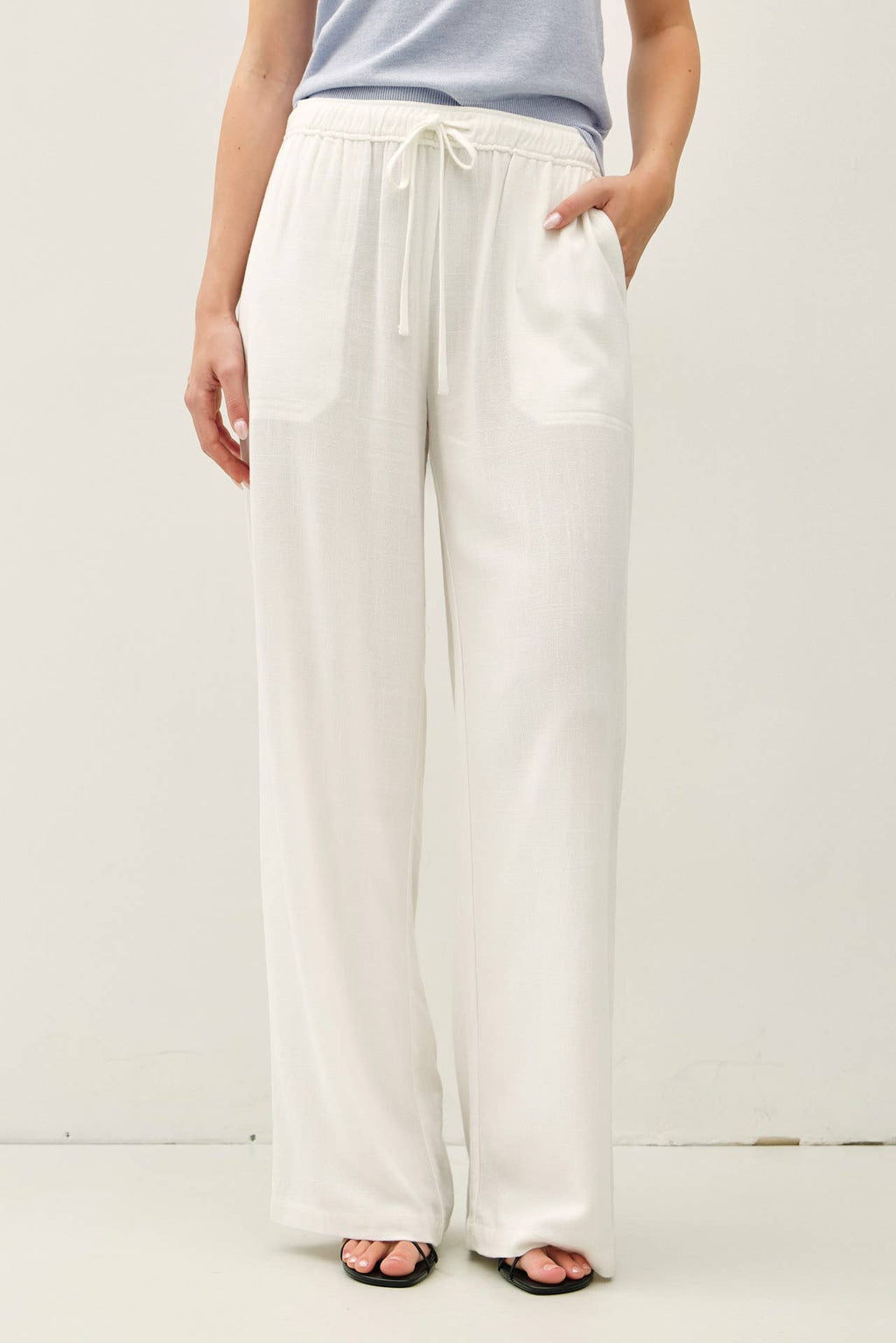 LINEN BLEND WIDE LEG PANTS