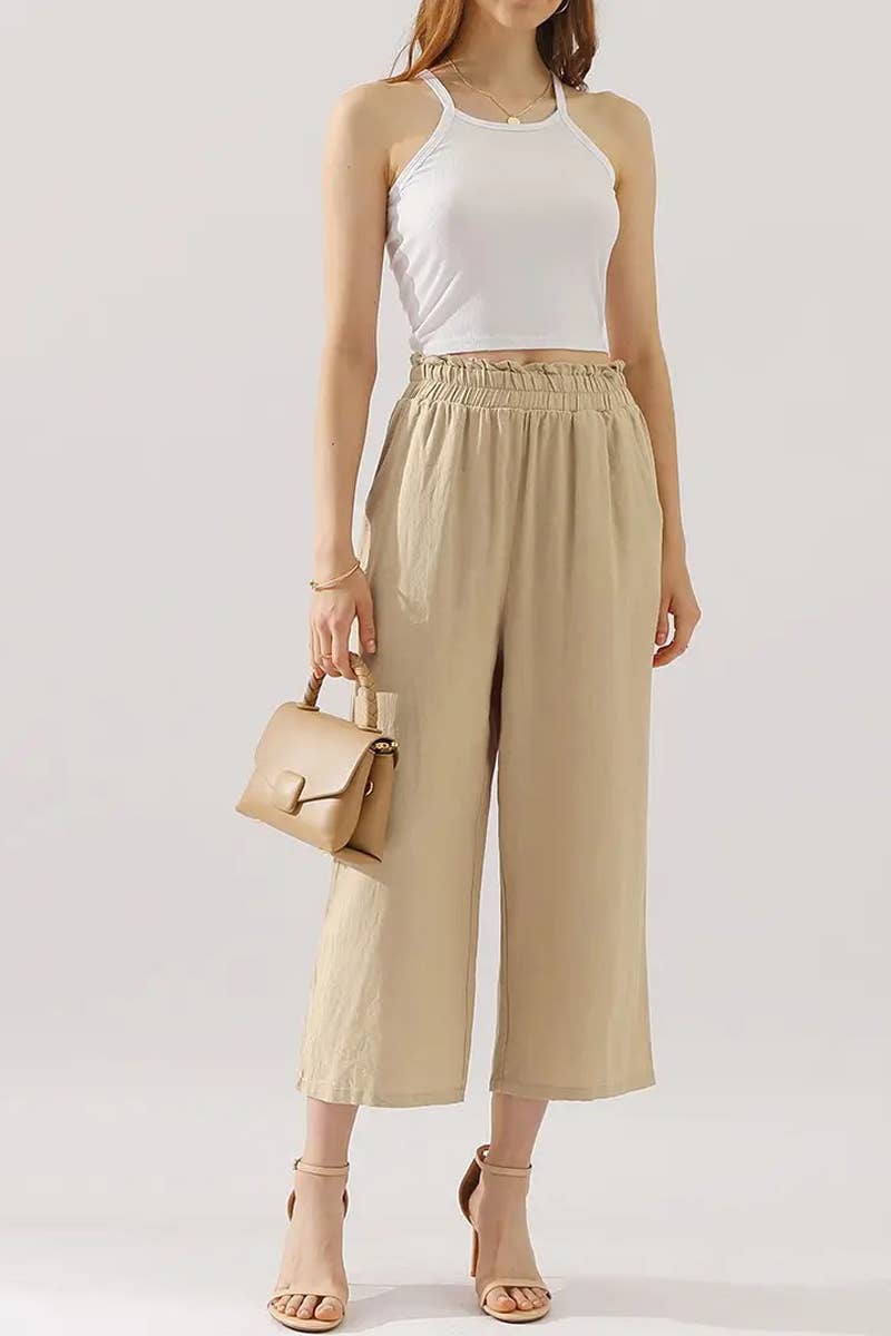 Easy Pull-On Linen Capri Pants