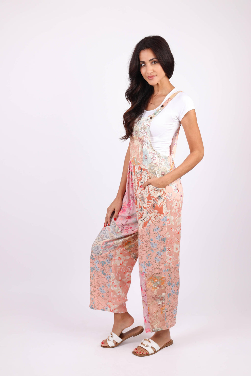 Pastel Peach Floral Overall: Daydreamer Blossom Patchwork