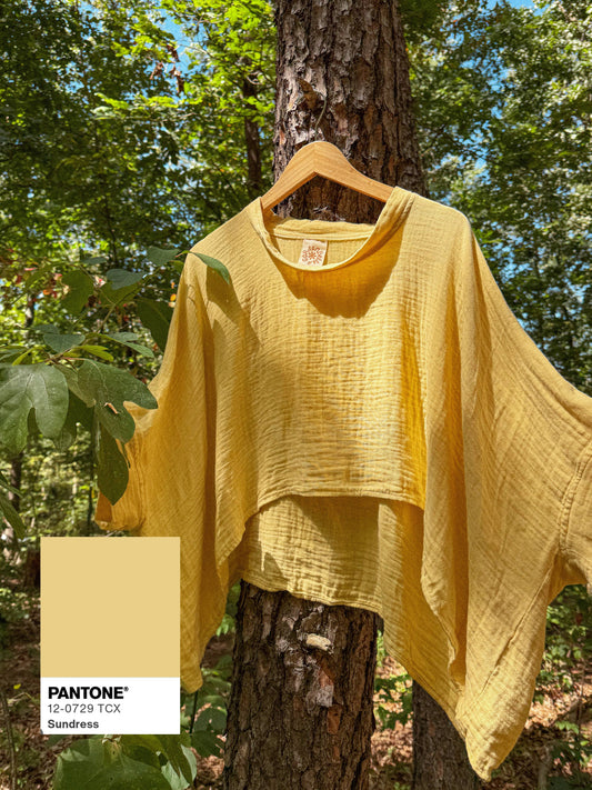 Bohemian Bamboo Organic Cotton Tee Shirt, Flowy Comfy Top: Tan / Lark / PLUS (full length not cropped)