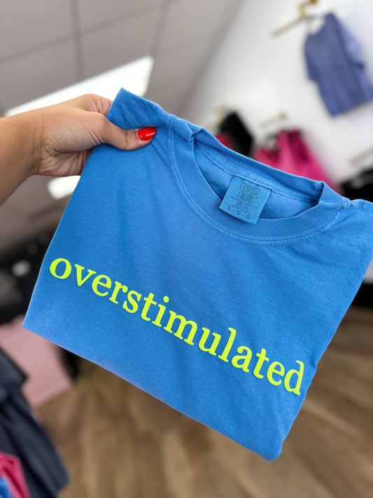 Overstimulated Tee - Neon Blue/Yellow