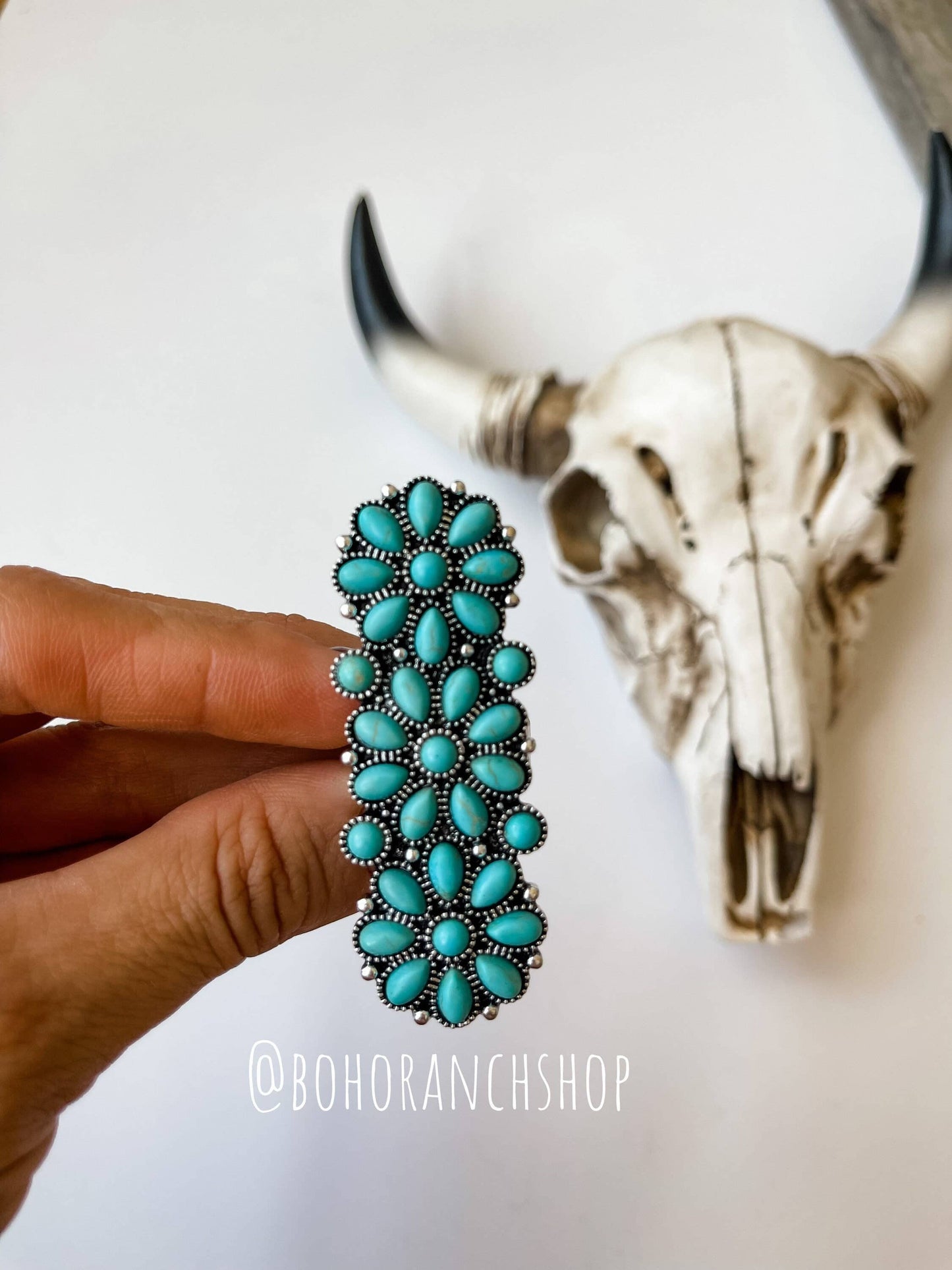Western Adjustable Cluster Cuff Ring | turquoise
