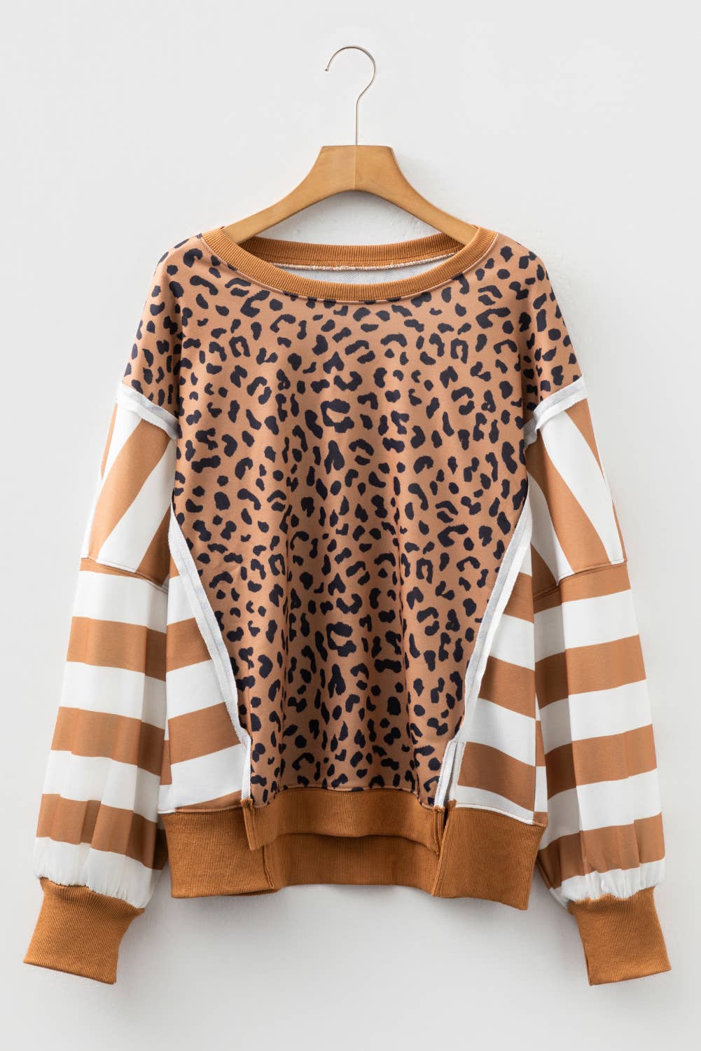Kristen Colorblock Leopard Oversize Casual Sweatshirt
