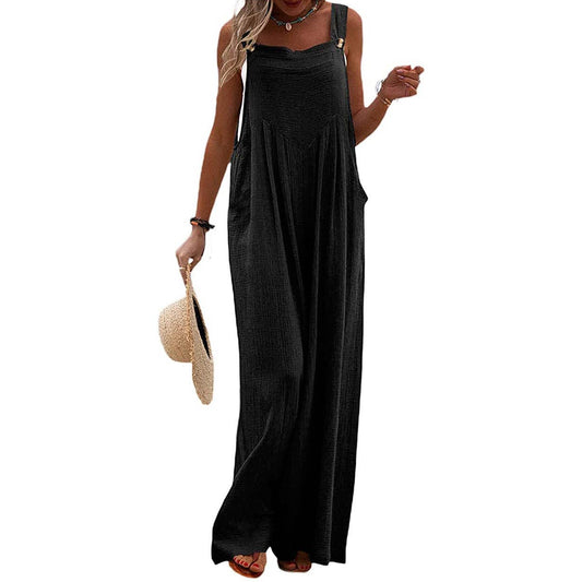 Black Solid Loose Crepe Jumpsuit