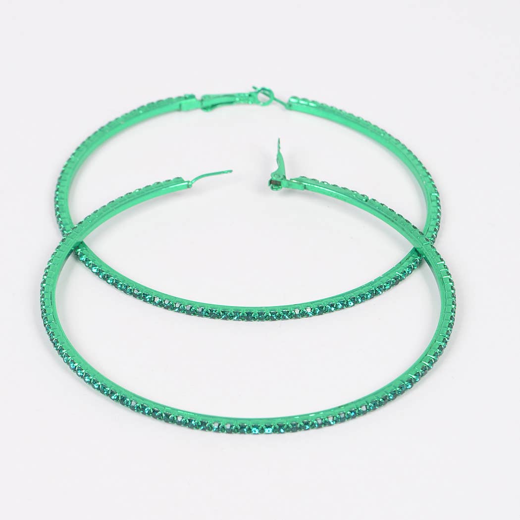 Rhinestone BIG Hoop Earrings