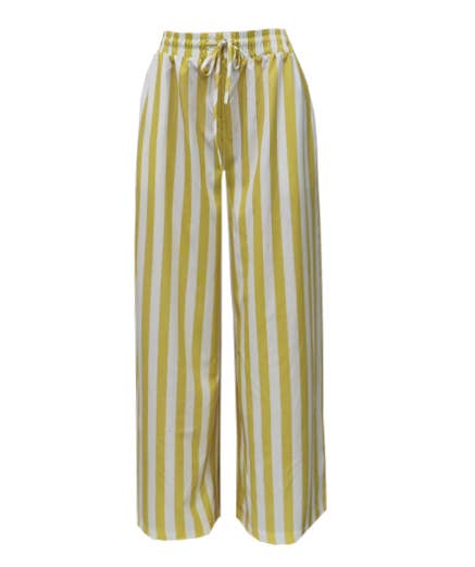 Light Blue Boho Beach Vertical Stripe Lace-Up Pants