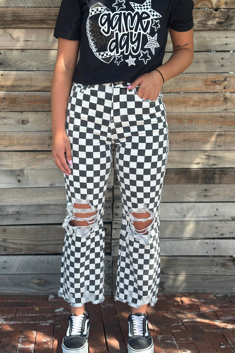 Checkered Round The Track Jeans