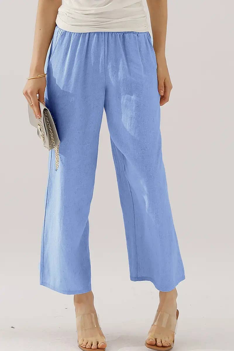 Easy Pull-On Linen Capri Pants