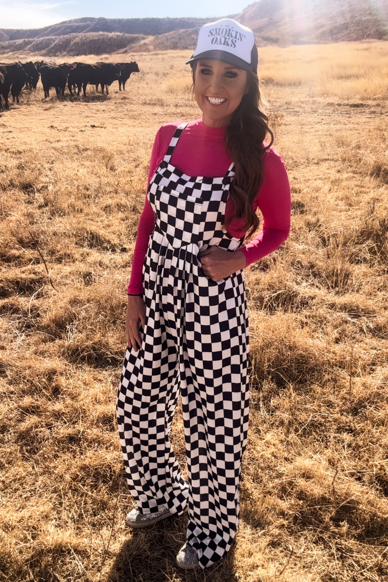 Round The Track checkered Jumpsuit